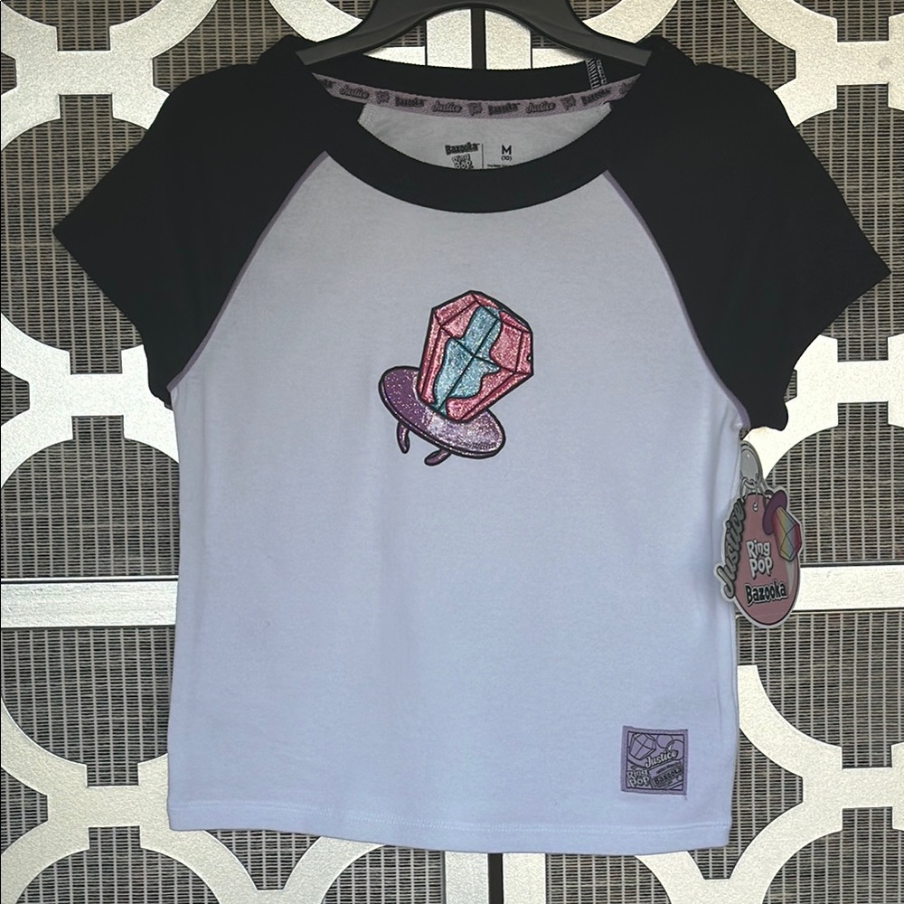 NWT kids Justice Black and White Short Sleeve Tee